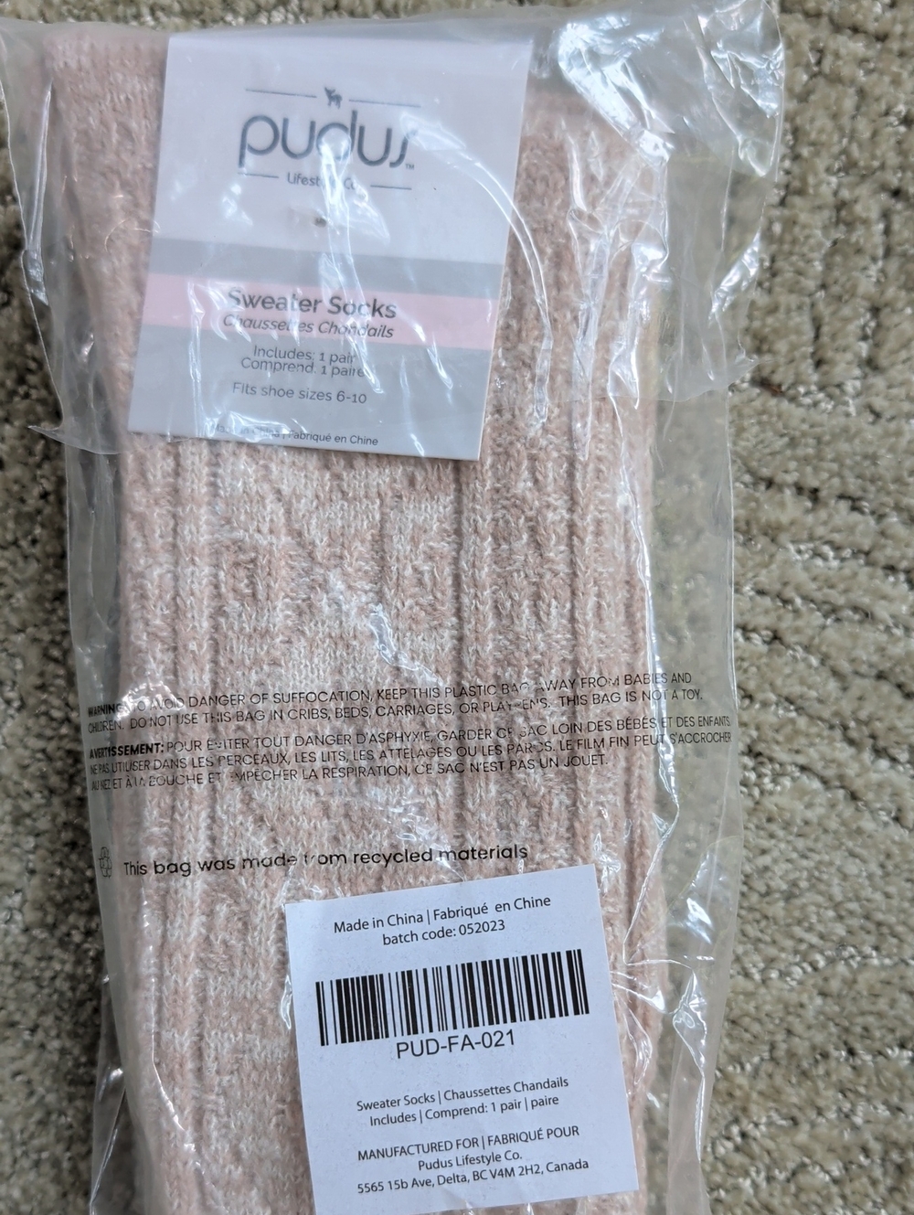 Women's Sweater Socks - Light Pink